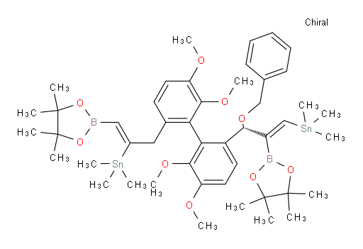 ((Z)-3-((R)-6'-((R,E)-1-(benzyloxy)-2-(4,4,5,5-tetramethyl-1,3,2-dioxaborolan-2-yl)-3-(trimethylstannyl)allyl)-2',3',5,6-tetramethoxy-[1,1'-biphenyl]-2-yl)-1-(4,4,5,5-tetramethyl-1,3,2-dioxaborolan-2-yl)prop-1-en-2-yl)trimethylstannane