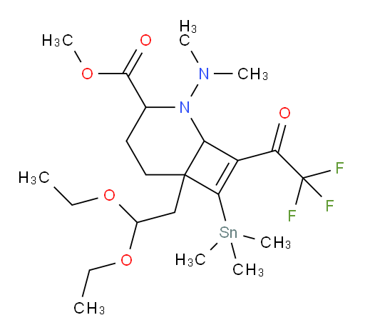甲基 6-(2,2-二乙氧基乙基)-2-(二甲胺基)-8-(2,2,2-三氟乙酰基)-7-(三甲基锡基)-2-氮杂双环[4.2.0]辛-7-烯-3-甲酸酯
