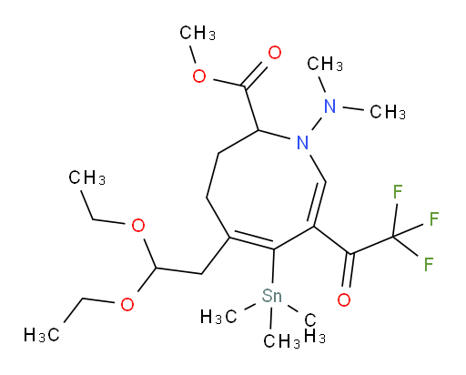 (5Z,7Z)-甲基 5-(2,2-二乙氧基乙基)-1-(二甲胺基)-7-(2,2,2-三氟乙酰基)-6-(三甲基锡基)-1,2,3,4-四氢氮杂环辛烯-2-甲酸酯