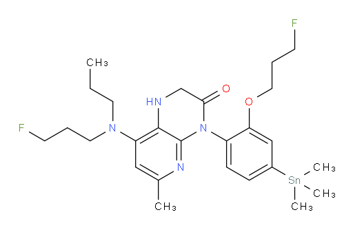 4-(2-(3-fluoropropoxy)-4-(trimethylstannyl)phenyl)-8-((3-fluoropropyl)(propyl)amino)-6-methyl-1,2-dihydropyrido[2,3-b]pyrazin-3(4H)-one