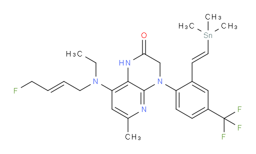 8-(ethyl((E)-4-fluorobut-2-en-1-yl)amino)-6-methyl-4-(4-(trifluoromethyl)-2-((E)-2-(trimethylstannyl)vinyl)phenyl)-3,4-dihydropyrido[2,3-b]pyrazin-2(1H)-one