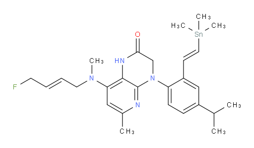 8-(((E)-4-fluorobut-2-en-1-yl)(methyl)amino)-4-(4-isopropyl-2-((E)-2-(trimethylstannyl)vinyl)phenyl)-6-methyl-3,4-dihydropyrido[2,3-b]pyrazin-2(1H)-one