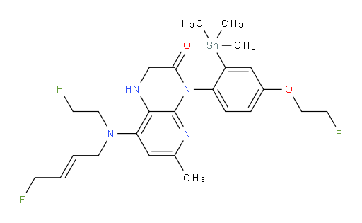 (E)-8-((4-fluorobut-2-en-1-yl)(2-fluoroethyl)amino)-4-(4-(2-fluoroethoxy)-2-(trimethylstannyl)phenyl)-6-methyl-1,2-dihydropyrido[2,3-b]pyrazin-3(4H)-one