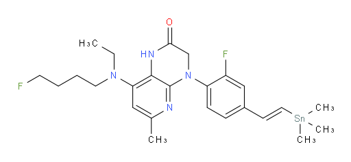 (E)-8-(ethyl(4-fluorobutyl)amino)-4-(2-fluoro-4-(2-(trimethylstannyl)vinyl)phenyl)-6-methyl-3,4-dihydropyrido[2,3-b]pyrazin-2(1H)-one