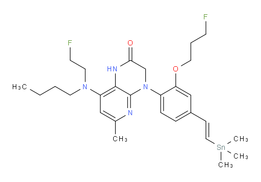 (E)-8-(butyl(2-fluoroethyl)amino)-4-(2-(3-fluoropropoxy)-4-(2-(trimethylstannyl)vinyl)phenyl)-6-methyl-3,4-dihydropyrido[2,3-b]pyrazin-2(1H)-one