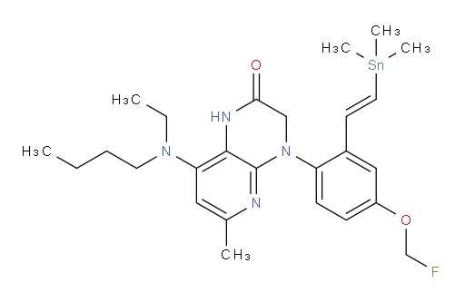 (E)-8-(butyl(ethyl)amino)-4-(4-(fluoromethoxy)-2-(2-(trimethylstannyl)vinyl)phenyl)-6-methyl-3,4-dihydropyrido[2,3-b]pyrazin-2(1H)-one