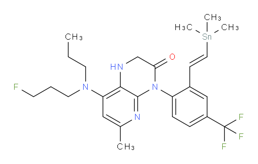 (E)-8-((3-fluoropropyl)(propyl)amino)-6-methyl-4-(4-(trifluoromethyl)-2-(2-(trimethylstannyl)vinyl)phenyl)-1,2-dihydropyrido[2,3-b]pyrazin-3(4H)-one