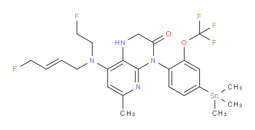 (E)-8-((4-fluorobut-2-en-1-yl)(2-fluoroethyl)amino)-6-methyl-4-(2-(trifluoromethoxy)-4-(trimethylstannyl)phenyl)-1,2-dihydropyrido[2,3-b]pyrazin-3(4H)-one