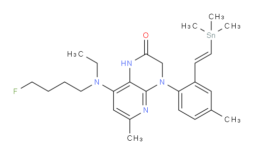 (E)-8-(ethyl(4-fluorobutyl)amino)-6-methyl-4-(4-methyl-2-(2-(trimethylstannyl)vinyl)phenyl)-3,4-dihydropyrido[2,3-b]pyrazin-2(1H)-one