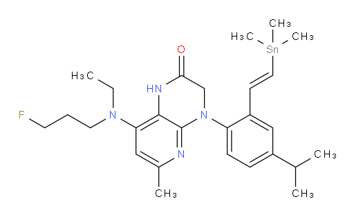 (E)-8-(ethyl(3-fluoropropyl)amino)-4-(4-isopropyl-2-(2-(trimethylstannyl)vinyl)phenyl)-6-methyl-3,4-dihydropyrido[2,3-b]pyrazin-2(1H)-one