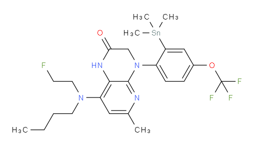 8-(butyl(2-fluoroethyl)amino)-6-methyl-4-(4-(trifluoromethoxy)-2-(trimethylstannyl)phenyl)-3,4-dihydropyrido[2,3-b]pyrazin-2(1H)-one