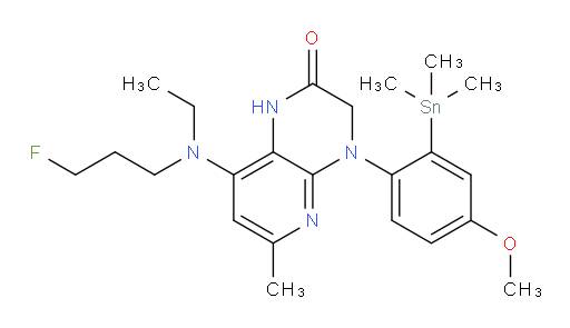 8-(ethyl(3-fluoropropyl)amino)-4-(4-methoxy-2-(trimethylstannyl)phenyl)-6-methyl-3,4-dihydropyrido[2,3-b]pyrazin-2(1H)-one
