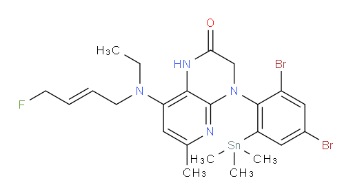 (E)-4-(2,4-dibromo-6-(trimethylstannyl)phenyl)-8-(ethyl(4-fluorobut-2-en-1-yl)amino)-6-methyl-3,4-dihydropyrido[2,3-b]pyrazin-2(1H)-one