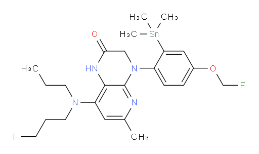 4-(4-(fluoromethoxy)-2-(trimethylstannyl)phenyl)-8-((3-fluoropropyl)(propyl)amino)-6-methyl-3,4-dihydropyrido[2,3-b]pyrazin-2(1H)-one