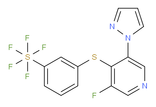 3-((3-fluoro-5-(1H-pyrazol-1-yl)pyridin-4-yl)thio)(pentafluoromercapto)benzene