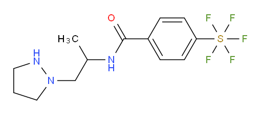 4-(pentafluoromercapto)-N-(1-(pyrazolidin-1-yl)propan-2-yl)benzamide