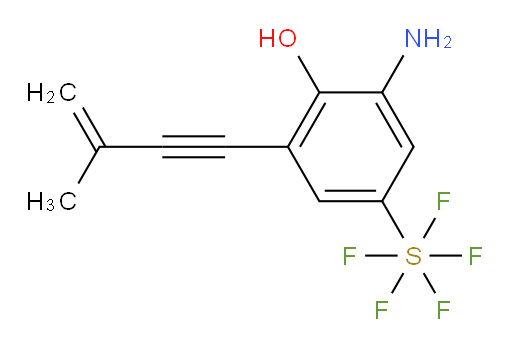 2-amino-4-(pentafluoromercapto)-6-(3-methylbut-3-en-1-yn-1-yl)phenol