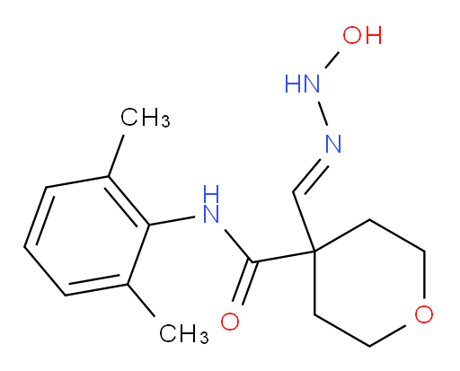 (E)-N-(2,6-dimethylphenyl)-4-((2-hydroxyhydrazono)methyl)tetrahydro-2H-pyran-4-carboxamide