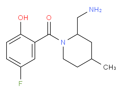 (2-(aminomethyl)-4-methylpiperidin-1-yl)(5-fluoro-2-hydroxyphenyl)methanone