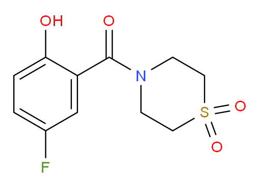 (1,1-dioxidothiomorpholino)(5-fluoro-2-hydroxyphenyl)methanone
