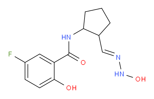 (E)-5-fluoro-2-hydroxy-N-(2-((2-hydroxyhydrazono)methyl)cyclopentyl)benzamide