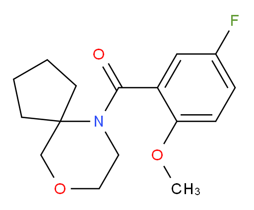 (5-fluoro-2-methoxyphenyl)(9-oxa-6-azaspiro[4.5]decan-6-yl)methanone