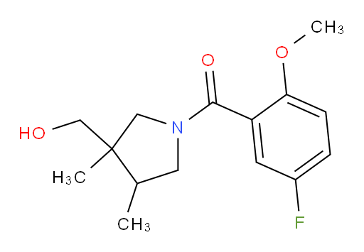 (5-fluoro-2-methoxyphenyl)(3-(hydroxymethyl)-3,4-dimethylpyrrolidin-1-yl)methanone