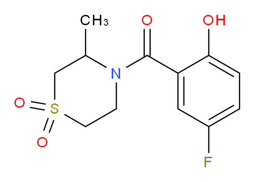 (5-fluoro-2-hydroxyphenyl)(3-methyl-1,1-dioxidothiomorpholino)methanone