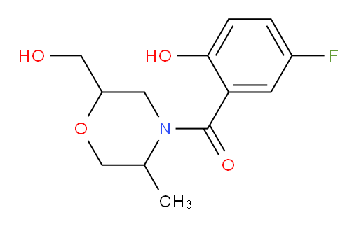 (5-fluoro-2-hydroxyphenyl)(2-(hydroxymethyl)-5-methylmorpholino)methanone