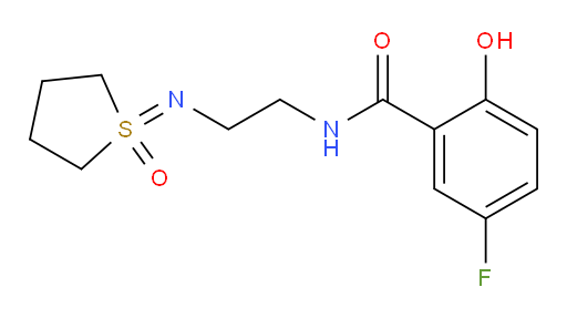 5-fluoro-2-hydroxy-N-(2-((1-oxidotetrahydrothiophen-1-ylidene)amino)ethyl)benzamide