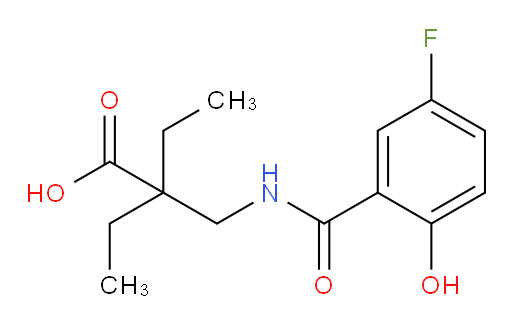 2-ethyl-2-((5-fluoro-2-hydroxybenzamido)methyl)butanoic acid