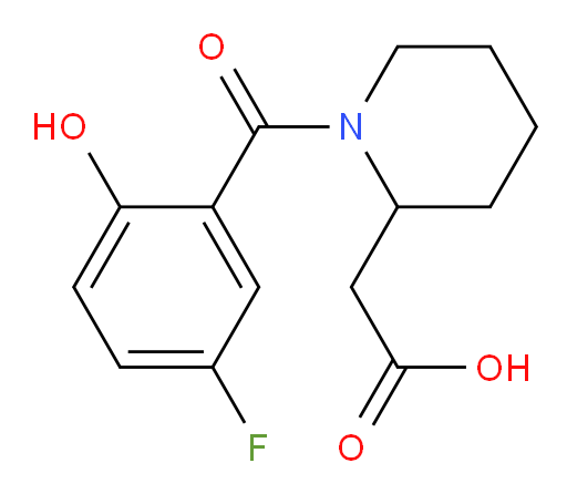 2-(1-(5-fluoro-2-hydroxybenzoyl)piperidin-2-yl)acetic acid