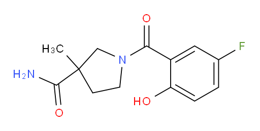1-(5-fluoro-2-hydroxybenzoyl)-3-methylpyrrolidine-3-carboxamide