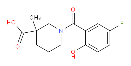 1-(5-fluoro-2-hydroxybenzoyl)-3-methylpiperidine-3-carboxylic acid