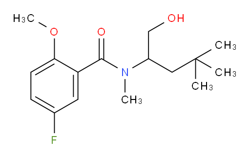 5-fluoro-N-(1-hydroxy-4,4-dimethylpentan-2-yl)-2-methoxy-N-methylbenzamide