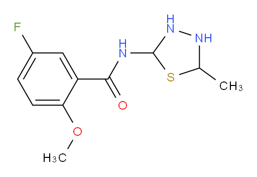 5-fluoro-2-methoxy-N-(5-methyl-1,3,4-thiadiazolidin-2-yl)benzamide