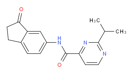 2-isopropyl-N-(3-oxo-2,3-dihydro-1H-inden-5-yl)pyrimidine-4-carboxamide