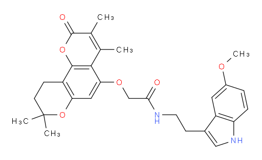 2-[(9,10-Dihydro-3,4,8,8-tetramethyl-2-oxo-2H,8H-benzo[1,2-b:3,4-b′]dipyran-5-yl)oxy]-N-[2-(5-methoxy-1H-indol-3-yl)ethyl]acetamide
