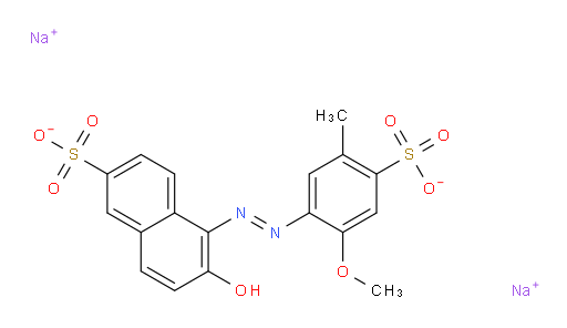 6-hydroxy-5-((2-methoxy-5-methyl-4-sulfophenyl)diazenyl)naphthalene-2-sulfonic acid, sodium salt