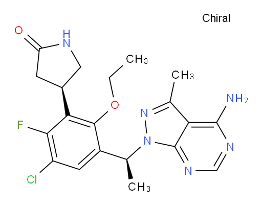 (4R)-4-{3-[(1S)-1-{4-amino-3-methyl-1H-pyrazolo[3,4-d]pyrimidin-1-yl}ethyl]-5-chloro-2-ethoxy-6-fluorophenyl}pyrrolidin-2-one