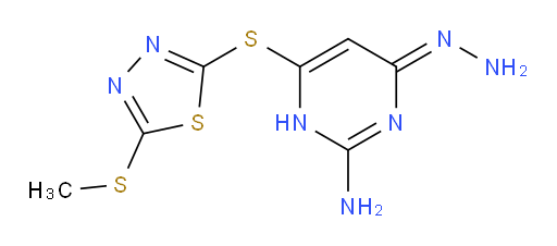 (Z)-4-hydrazono-6-((5-(methylthio)-1,3,4-thiadiazol-2-yl)thio)-1,4-dihydropyrimidin-2-amine