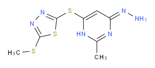 (Z)-2-((6-hydrazono-2-methyl-3,6-dihydropyrimidin-4-yl)thio)-5-(methylthio)-1,3,4-thiadiazole