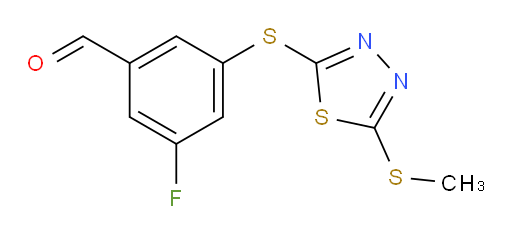 3-fluoro-5-((5-(methylthio)-1,3,4-thiadiazol-2-yl)thio)benzaldehyde