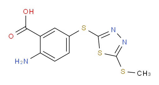 2-amino-5-((5-(methylthio)-1,3,4-thiadiazol-2-yl)thio)benzoic acid