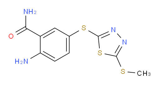 2-amino-5-((5-(methylthio)-1,3,4-thiadiazol-2-yl)thio)benzamide