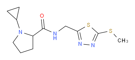 1-cyclopropyl-N-((5-(methylthio)-1,3,4-thiadiazol-2-yl)methyl)pyrrolidine-2-carboxamide