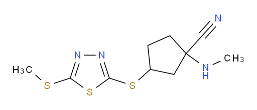 1-(methylamino)-3-((5-(methylthio)-1,3,4-thiadiazol-2-yl)thio)cyclopentanecarbonitrile