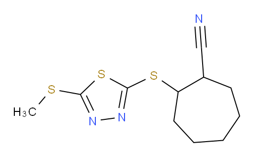 2-((5-(methylthio)-1,3,4-thiadiazol-2-yl)thio)cycloheptanecarbonitrile