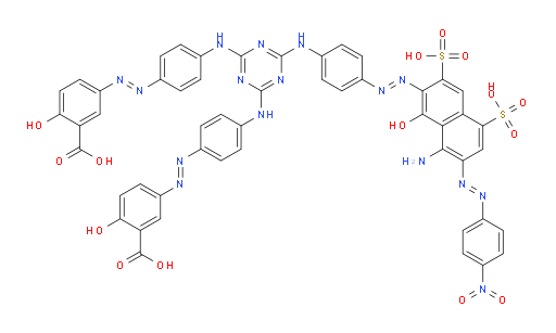 5,5'-((((6-((4-((8-amino-1-hydroxy-7-((4-nitrophenyl)diazenyl)-3,5-disulfonaphthalen-2-yl)diazenyl)phenyl)amino)-1,3,5-triazine-2,4-diyl)bis(azanediyl))bis(4,1-phenylene))bis(diazene-2,1-diyl))bis(2-hydroxybenzoic acid)
