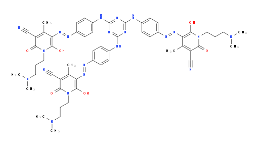 5,5',5''-[1,3,5-triazin-2,4,6-triyltris(imino-4,1-phenyleneazo)]tris[1-[3-(dimethylamino)-propyl]-1,2-dihydro-6-hydroxy-4-methyl-2-oxo-pyridin-3-carbonitrile